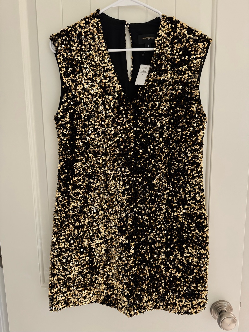 Banana Republic Event dress NWT $160 Black and Gold Sequin Dress Size Small